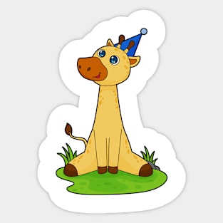 Giraffe with Party hat Sticker